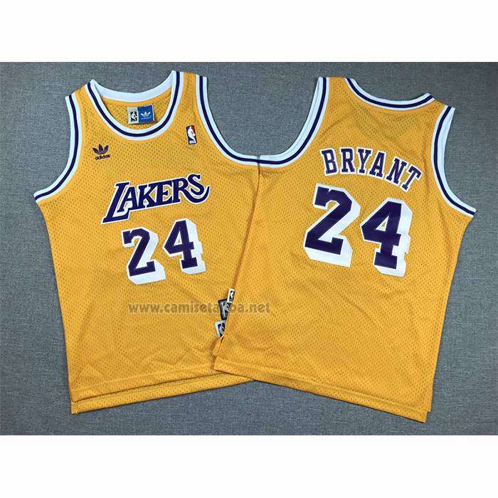 Camiseta Nino Los Angeles Lakers Kobe Bryant NO 24 Hardwood Classic Amarillo
